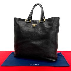 【美品 A4可能】プラダ ヴィッテロ トートバッグ オールレザー 黒 大容量 入手困難/ギャラ付✨プラダ オールレザー トートバッグ 三角ロゴ