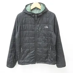 エルエルビーン L.L.BEAN アウトドア ジャケット ジャンバー 中綿 ジップアップ フード 刺繍 ナイロン 黒 ブラック Lのサムネイル