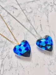 No.10 ホタルガラス ハート型 ペンダント ネックレス シルバー