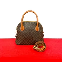 極 美品 CELINE セリーヌ ヴィンテージ マカダム ブラゾン トリオンフ 柄 レザー 2way ハンドバッグ ミニ ショルダーバッグ ブラウン 38-10