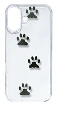 【新品未使用】iPhone16 アイフォン16 クリア ハードケース ( 肉球足あと(ブラック) ) 犬 猫 ネコ 動物 cl-ip16-36