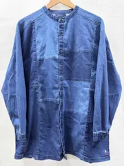 s25t-0393y【中古】【未使用】D.S.CLUB drugstore's　ドラッグストアーズ　デニム　シャツ　ジャケット　チュニック　ノーカラー　パッチワーク　レディース