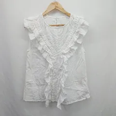 ◇ ⊂Φ Ungrid アングリッド フリル 綿100% ノースリーブ ブラウス サイズF ホワイト レディース E  【1506300030376】