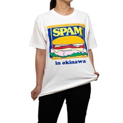 spam  BURGER tシャツ 平面缶 ホワイト 白 メンズ レディース 男女兼用 スパム ハンバーガー  ご当地 シャツ