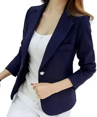 B-talk(ビートーク) テーラード ジャケット レディース 1つボタン 長袖 シンプル ネイビー パール装飾ボタン( ネイビー（パール装飾ボタン）,  L)