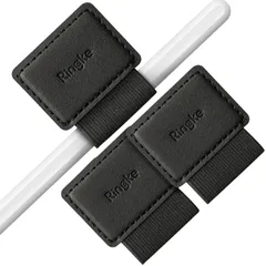 【数量限定】タブレット/手帳/日記帳 ペンループ ペンケース ペン入れ (3個入り) ケース タッチペン アップルペンシル 接着シール式 - 破損防止 紛失防止 ペンホルダー HOLDER Black PEN Pencil 【Ringke】Apple