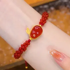 ナチュラル石 ルビー 風水 パワーストーン ブレスレット シンプル 男性用 女性用 高品質 かわいい M250212-104