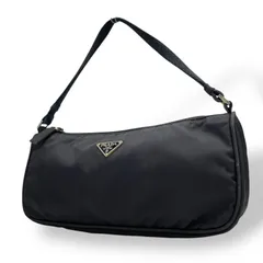 極美品 PRADA プラダ アクセサリーポーチ ナイロン 黒 ブラック ミニハンドバッグ 三角ロゴ ロゴプレート レディース Z2