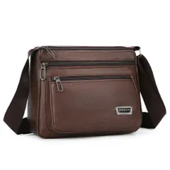 ☆ ブラウン ☆ ショルダーバッグ メンズ pmysbag09 ショルダーバッグ 小さめ 斜めがけ メンズ ショルダーバック ショルダー バッグ 斜めがけ バック 斜め掛けバッグ 斜めがけバッグ 合皮 横型 かっこいい シンプル カジュアル 無地 通勤 通学