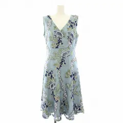 グレースコンチネンタル GRACE CONTINENTAL マルチフラワーチュールワンピース ひざ丈 ノースリーブ 花柄 刺繍 36 水色 ライトブルー 18135058-1 /YT