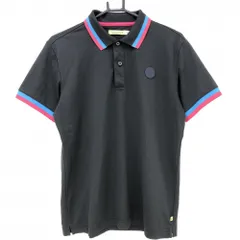 ★値下げ★【超美品】ビバハート 半袖ポロシャツ 黒×ピンク 襟・袖口ライン メンズ 50(L) ゴルフウェア VIVA HEART