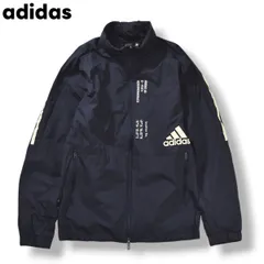 アディダス adidas ウォームアップ ナイロン ジャケット 裏起毛 M ネイビー スポーツ ウェア ジャンパー ウィンドブレーカー メンズ