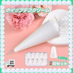 ホイップデコクリーム粘土100gホワイト2個セット+絞り口　白　お得用