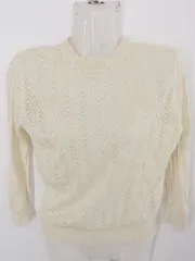 ◇ BEAUTY & YOUTH UNITED ARROWS リネン100% 八分袖 ニット カットソー ライトベージュ系 レディース P  【中古】 【1208310003059】