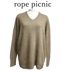 ROPE PICNIC ロペピクニック ニット セーター 長袖 Vネック ベージュ 無地 38号 M 秋冬 美品 上品 きれいめ シンプル 大人可愛い おしゃれ トップス