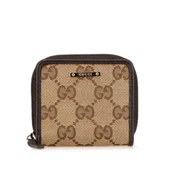 グッチ GGキャンバス ミニ コインケース 小銭入れ 115255 ブラウン ベージュ キャンバス レザー レディース GUCCI【1-0185910】