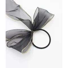 ☆ ブラック ☆ フリー ☆ ハンクロングリボンヘアゴム(3color) キッズ ヘアゴム リボン オーガンジー ゴールド 48172102 ハンクロングリボンヘアゴム 大きめ 女の子 大人っぽい 卒園式 入学式 卒業式 オシャレ かわいい おしゃれ 可愛い
