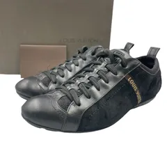 美品 LOUIS VUITTON ルイ・ヴィトン スニーカー レザー ロゴ付き スウェード ブラック サイズ37.5 箱付き