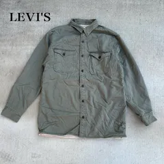 Levis (リーバイス) 内ボアシャツジャケット　ダブルポケット　ロゴ　/カーキ/M/アメカジ　古着