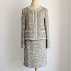 ROPE ロペ ☆ ツイード セットアップ ジャケット スカート 9号 日本製 グレー系 フォーマル