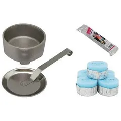 日本製 固形燃料 30ｇ5個入+形燃料 用 受け皿 (火皿) アルミ合金製 (固形燃料10g/15g/20g/25g/30g/35g/40g対応) 1個+ステンレス製 火消し 蓋 セット