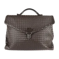 BOTTEGAVENETA ボッテガヴェネタ  ビジネスバッグ 122139 レザー ダークブラウン イントレチャート ブリーフケース 書類カバン ハンドバッグ フラップ 