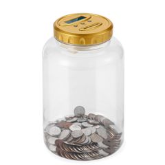 【数量限定】500円玉 Xiaohubei コインカウンター デジタル貯金箱 カウントバンク 100万円貯金箱 デジタル貯金箱 貯金箱 札 小銭 自動計算貯金箱 百円玉貯金箱 大容量 透明ボデイー(ゴールド)