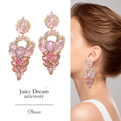 【OUTRET】ピアス ビジューピアス ステージアクセサリー コンテスト ドレス ビキニ 大ぶり 舞台 撮影 ピンク