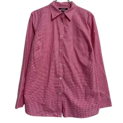 CHAPS 長袖 チェックシャツ レディース XL ピンク ホワイト チャップス ボタン カジュアルシャツ 古着卸 アメリカ仕入 a611-8454のサムネイル