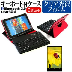 TCL TAB 10s New [10.1インチ] ケース カバー Bluetooth ワイヤレス キーボード付き レザーケース 赤 と 指紋防止 クリア光沢 液晶保護フィルム セット メール便送料無料