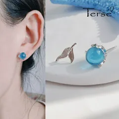 卒業式 入学式 ピアス アシンメトリー 左右非対称 マーメイド 人魚 フィッシュテール 魚 ブルー 青 クリスタル 宝石 キラキラ 輝き お守り 言い伝え 伝説 運気上昇 開運 幸運 海 海の宝石 プレゼント ギフト 卒祝い 新生活 春コーデ 母の日