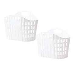 ホワイト_2個組 セイエイ 【折りたためるランドリーバスケット ホワイト2個組】 洗濯かご ランドリーバッグ 収納バスケット 脱衣かご 防水 折りたたみ 取っ手付き 55×38×39cm 120354