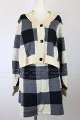 Dazy｜チェック柄ニットカーディガンミニスカートセットアップ