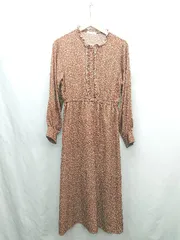 ◇ ⊇ ehka sopo エヘカソポ 花柄 長袖 ロング ワンピース サイズF ブラウン系 レディース E  【1501160039316】