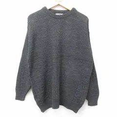 L/古着 長袖 セーター メンズ 90s アクリル クルーネック 濃グレー 霜降り 24nov06 中古 ニット トップス