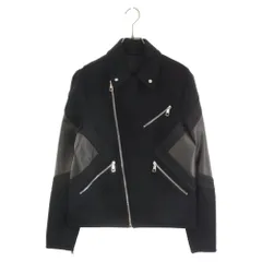 Neil Barrett (ニール バレット) ラムレザー レーヨン 切り替え スリムフィット ダブルライダースジャケット ブラック PBSP242C-E008Cのサムネイル