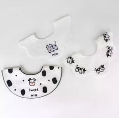 即納【3種3点set】新品牛柄刺繍ベビースタイ赤ちゃんよだれかけ360ベビービブ