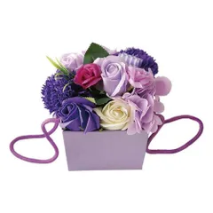 新品 ポピー名古屋 ソープフラワー シャボンフラワー 造花 ギフト プレゼント フラワーBOX ボックス バラ 約14cm 箱入り KS-053 パープル