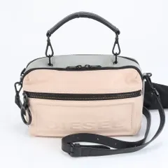 美品 ディーゼル ロゴ エンボス レザー 2WAY ショルダーバッグ 斜め掛け クロスボディ ピンク ハンド トート レディース RCE CN6-6【中古】