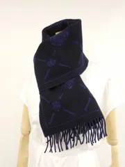 ベルルッティ マフラー シェブロン ウール/カシミア紺 ネックウォーマー 美品@ 1のサムネイル