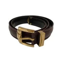 ジャンニヴェルサーチ ヴェルサーチェ GIANNI VERSACE ベルト バックルベルト ゴールド金具 レザー 無地 80/32 赤茶色 レディッシュブラウン 金 ゴールドのサムネイル