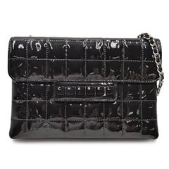 【CHANEL シャネル】チョコバー ミニ チェーンハンドバッグ パテントレザー ブラック
