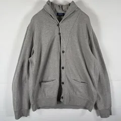 古着 ポロ・ラルフローレン POLO RALPH LAUREN スウェットカーディガン ショールカラー 大きいサイズ ボタン ポケット XL  グレー系 メンズ
