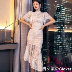 【美品・未使用新品】エレガント総レースドレス?結婚式パーティー用アシンメトリーデザイン