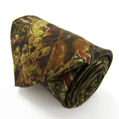 ゲラルディーニ ブランド ネクタイ 総柄 花柄 リーフ柄 シルク PO メンズ ブラウン GHERARDINI 【中古】