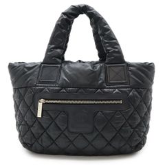 CHANEL シャネル コココクーン スモールトート トートバッグ ハンドバッグ キルティング ナイロン レザー ブラック 黒 シルバー金具 A48610