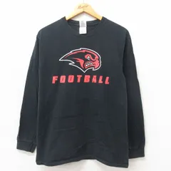 M/古着 長袖 ビンテージ Tシャツ メンズ 00s フットボール コットン クルーネック 黒 ブラック 25may21 中古