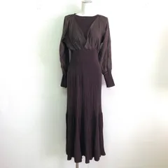 MERCURY DUO 異素材ドッキングフレアニットワンピース オフショル可 茶