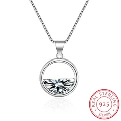 シルバー S925 スターリング クリスタル 保存袋付き ラウンド ネックレス