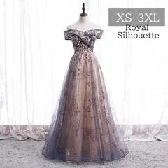 イブニングドレス パーティードレス ブルー 青 オフショルダー ナイトドレス 大きいサイズ 謝恩会ドレス 結婚式 XS S M L XL LL 2XL XXL 3XL XXXL 姫系 発表会 プリンセス ガーリー 豪華 パーティー